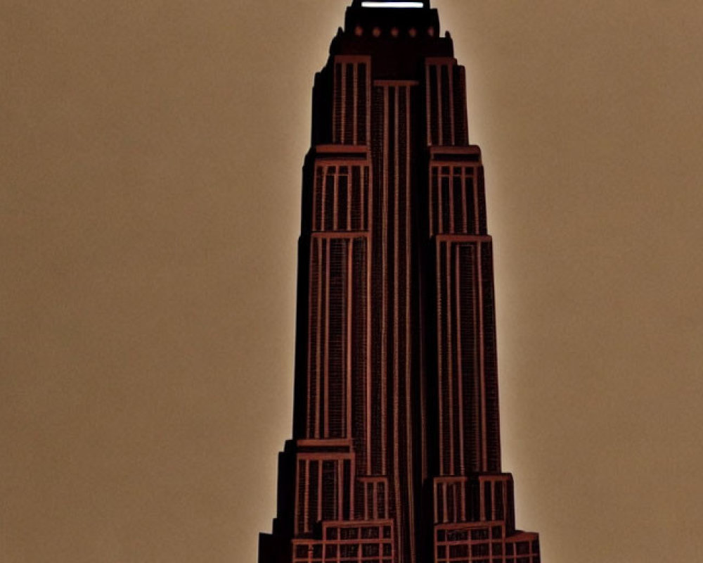 Detailed Empire State Building miniature model with soft ambient lighting on dark background