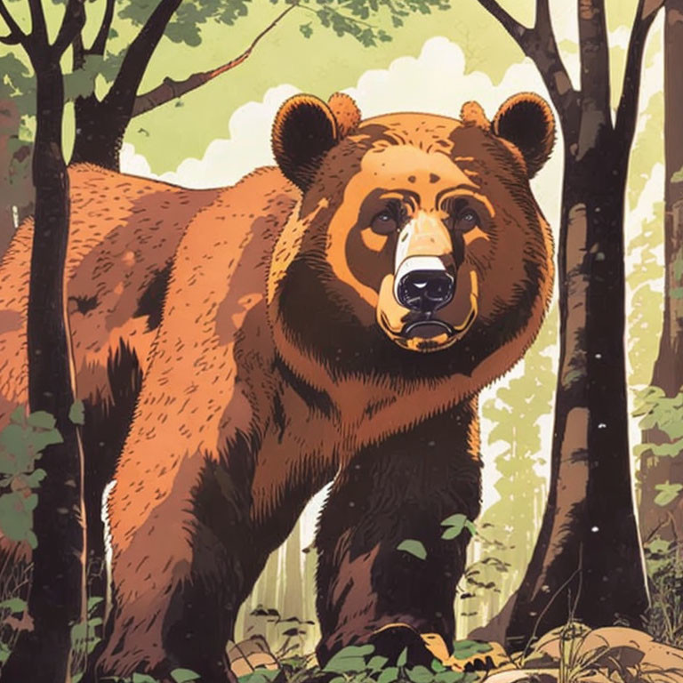 Brown bear, comic book style