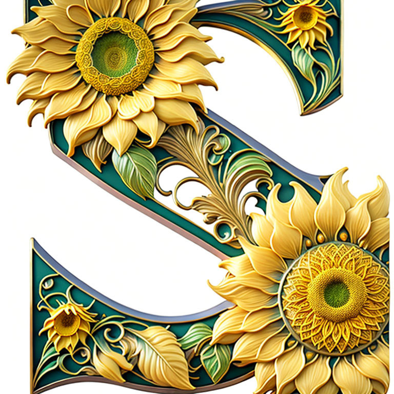 Letter S with Sunflowers