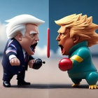 Comic political figurines in animated light saber confrontation