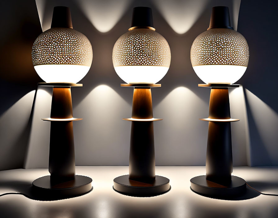 Modern Table Lamps with Glowing Spheres and Patterned Holes