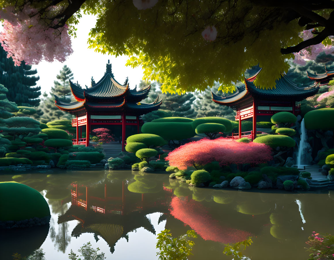 A Scenic Chinese Sanctuary Painting