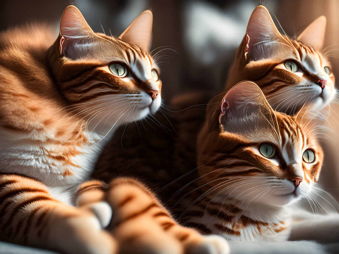 Ginger Tabby Cats with Green Eyes in Sunlight