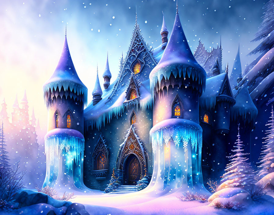 a frozen enchanted castle