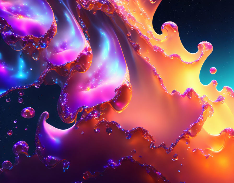Abstract Image: Vibrant Fluid Shapes in Pink, Purple, Orange