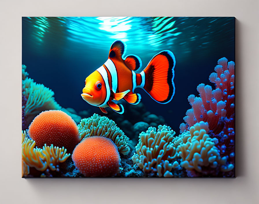 Colorful Clownfish Swimming Among Coral Reefs Canvas Print