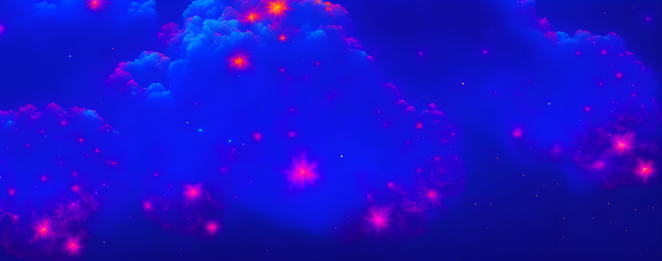 Colorful digital artwork: Neon clouds, red stars