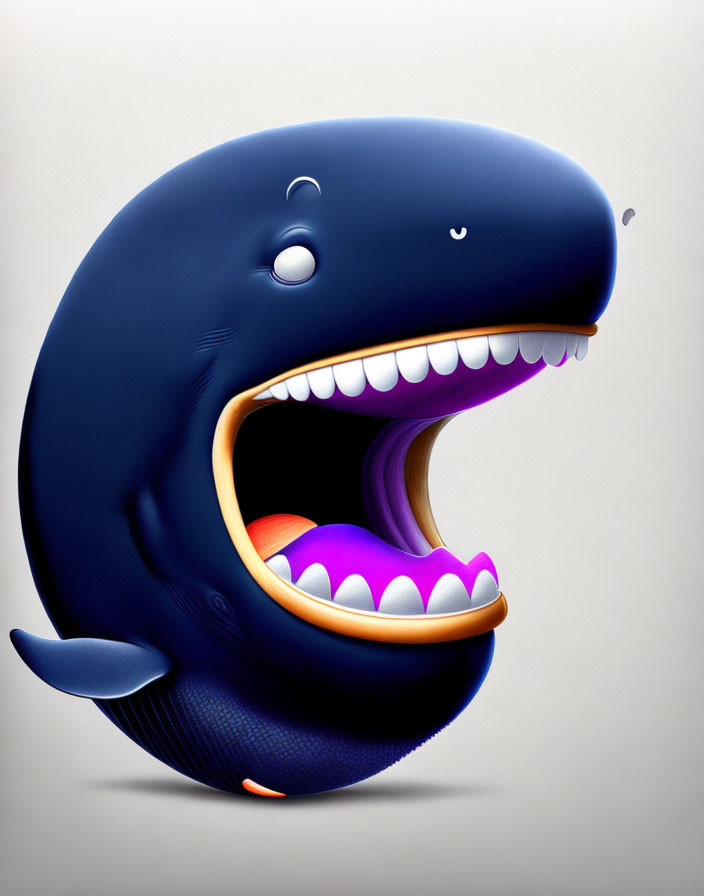 Colorful Cartoon Shark Illustration with Open Mouth and Sharp Teeth