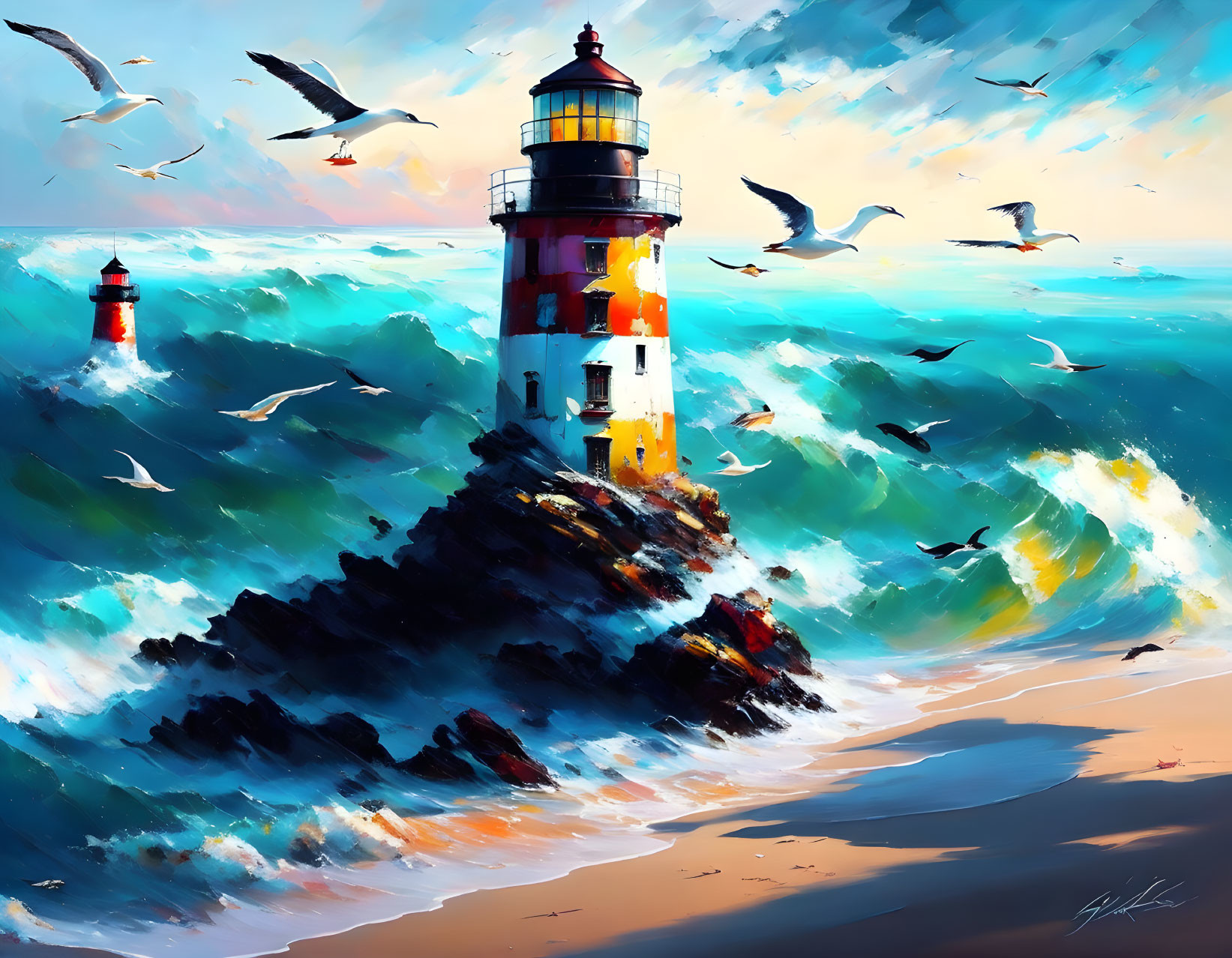 Lighthouse in the ocean