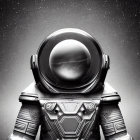 Classic Astronaut Suit with Large Round Helmet in Starry Space Background