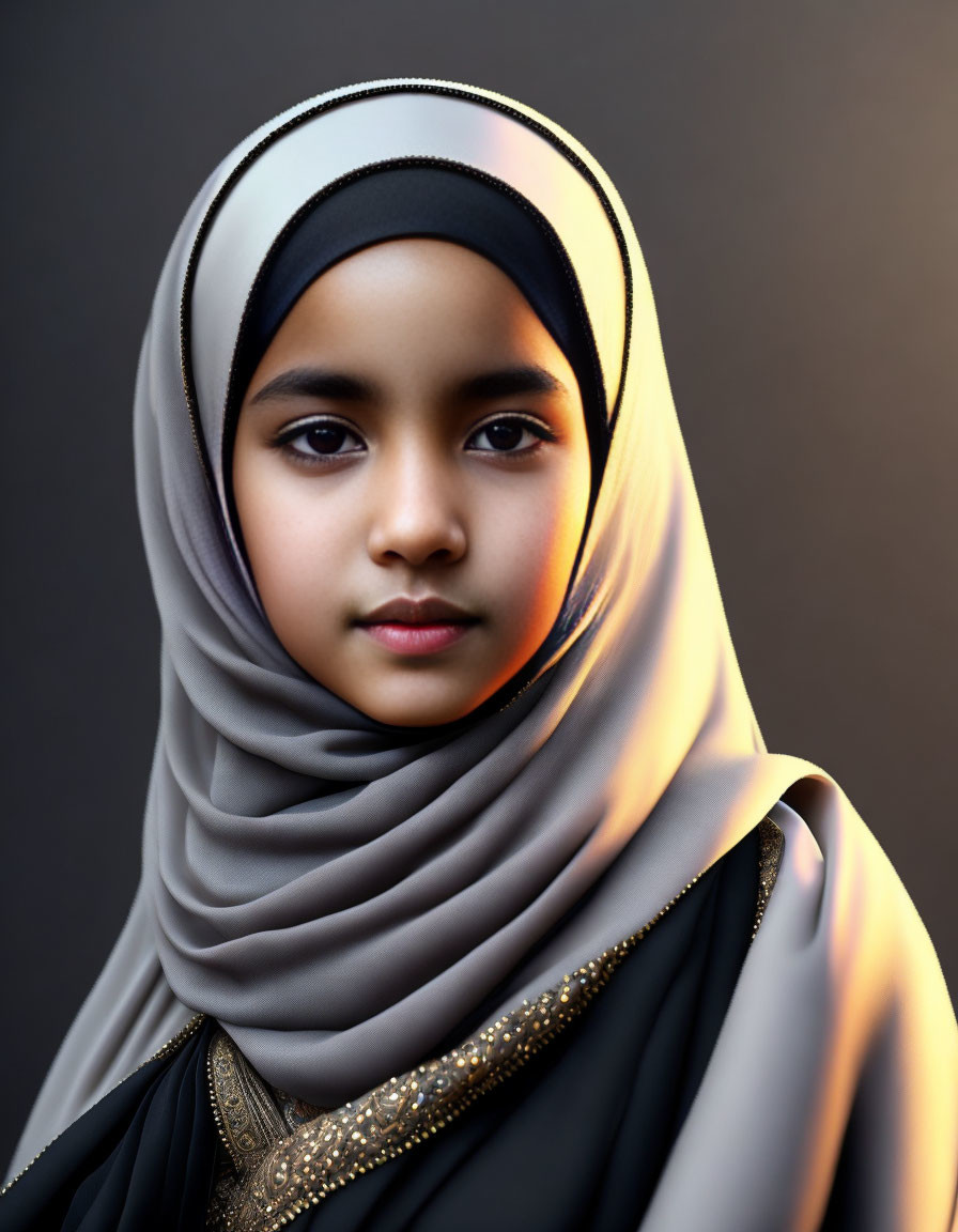 Portrait of a young girl in hijab with striking eyes