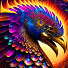 Colorful Eagle Artwork Against Psychedelic Floral Background