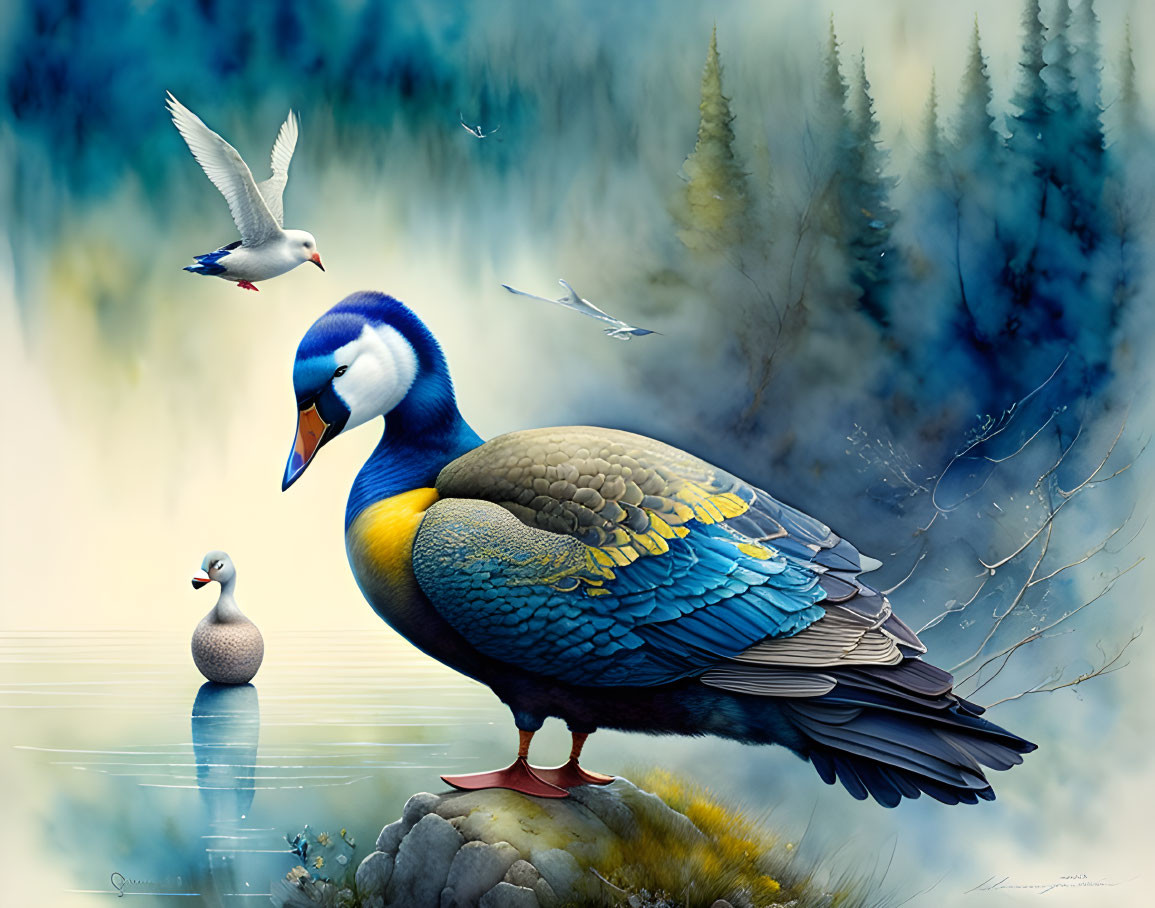 a blue-yellow goose,