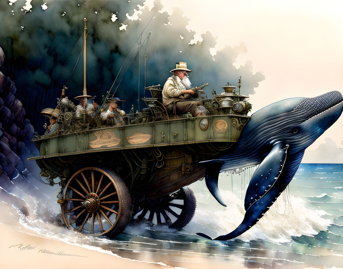 Old man driving MLRS baleen whale with