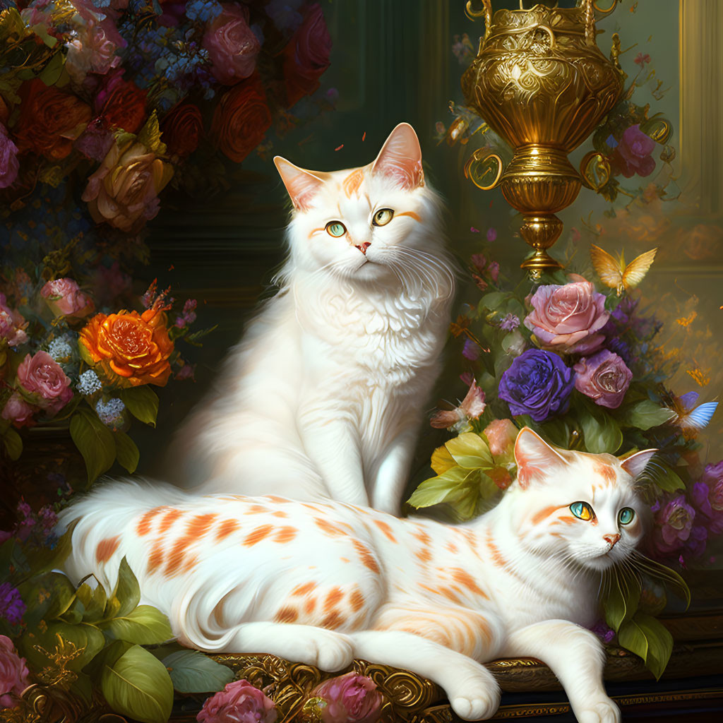   Vivid colorful portrait of an victorian cats