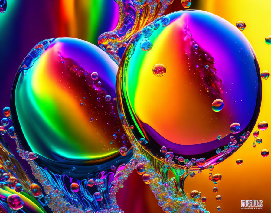Colorful Swirling Soap Bubbles on Vivid Background