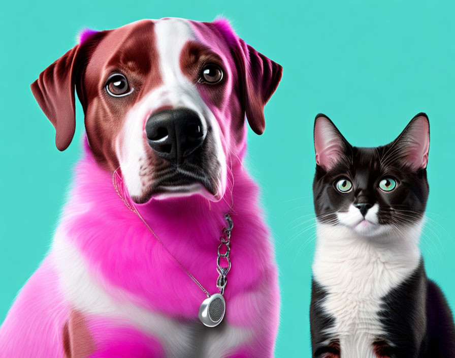 Cat with pink dog