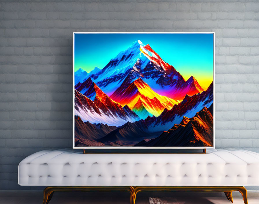oil painting of mount Everest on sofa