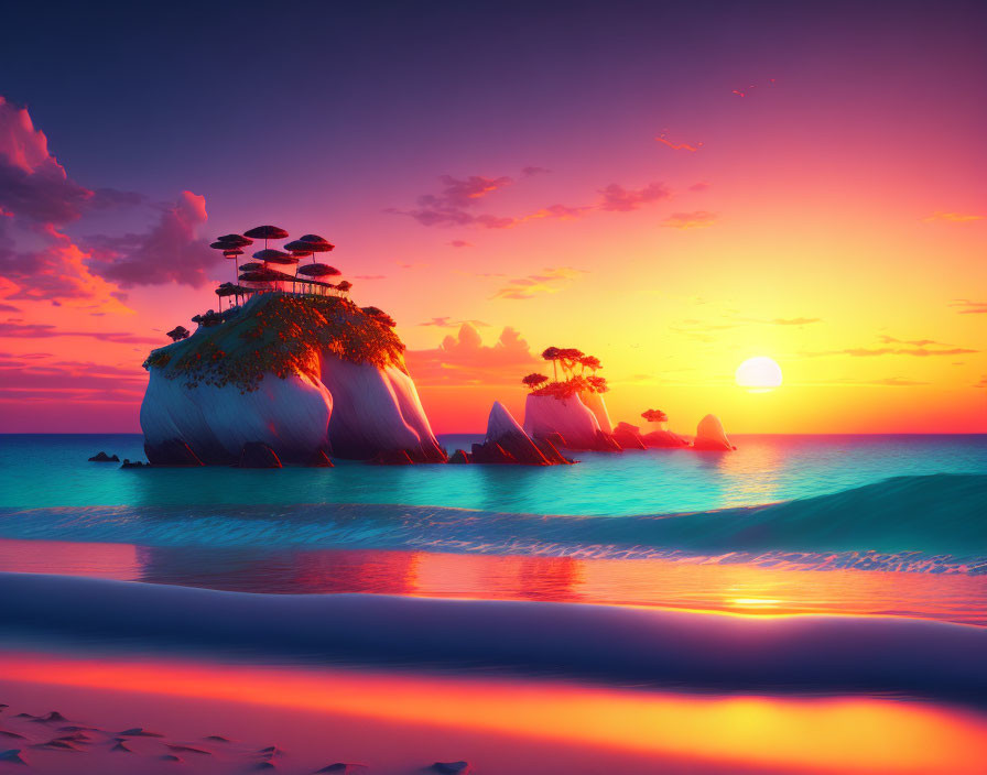 Sunset on island