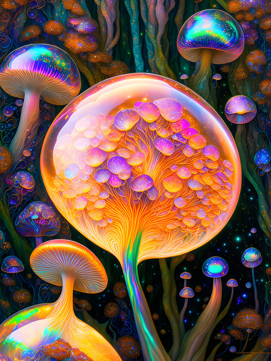 mushrooms growing in mushrooms