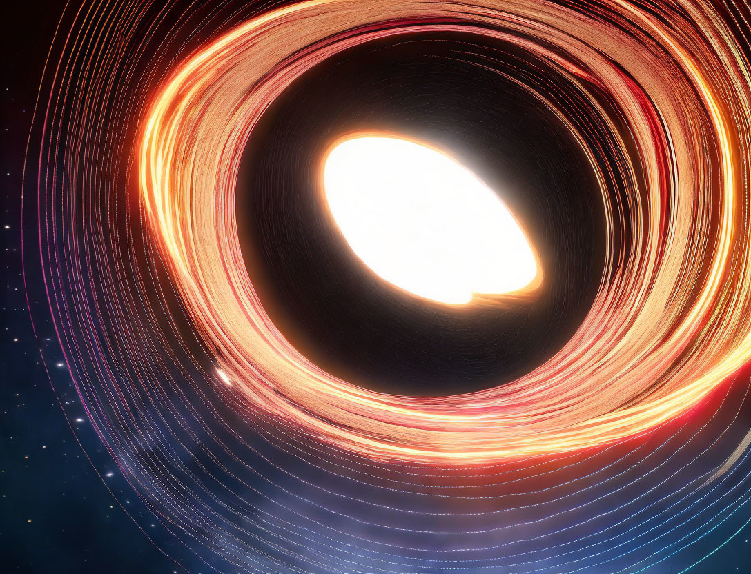 Black Hole with Accretion Disk Emitting Bright Light in Starry Sky