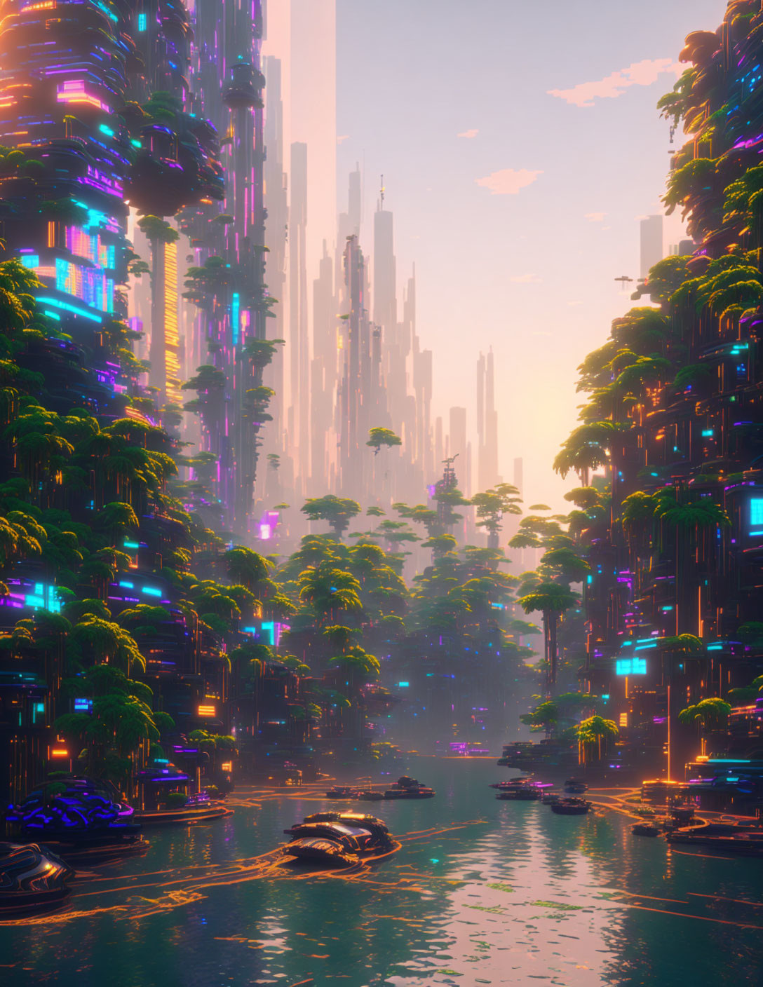 Sci-fi futuristic Metropolis. 