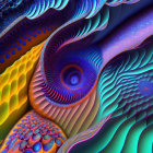 Colorful Abstract Fractal Art with Blues, Purples, Yellows, and Oranges
