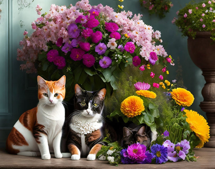 Cats and flower