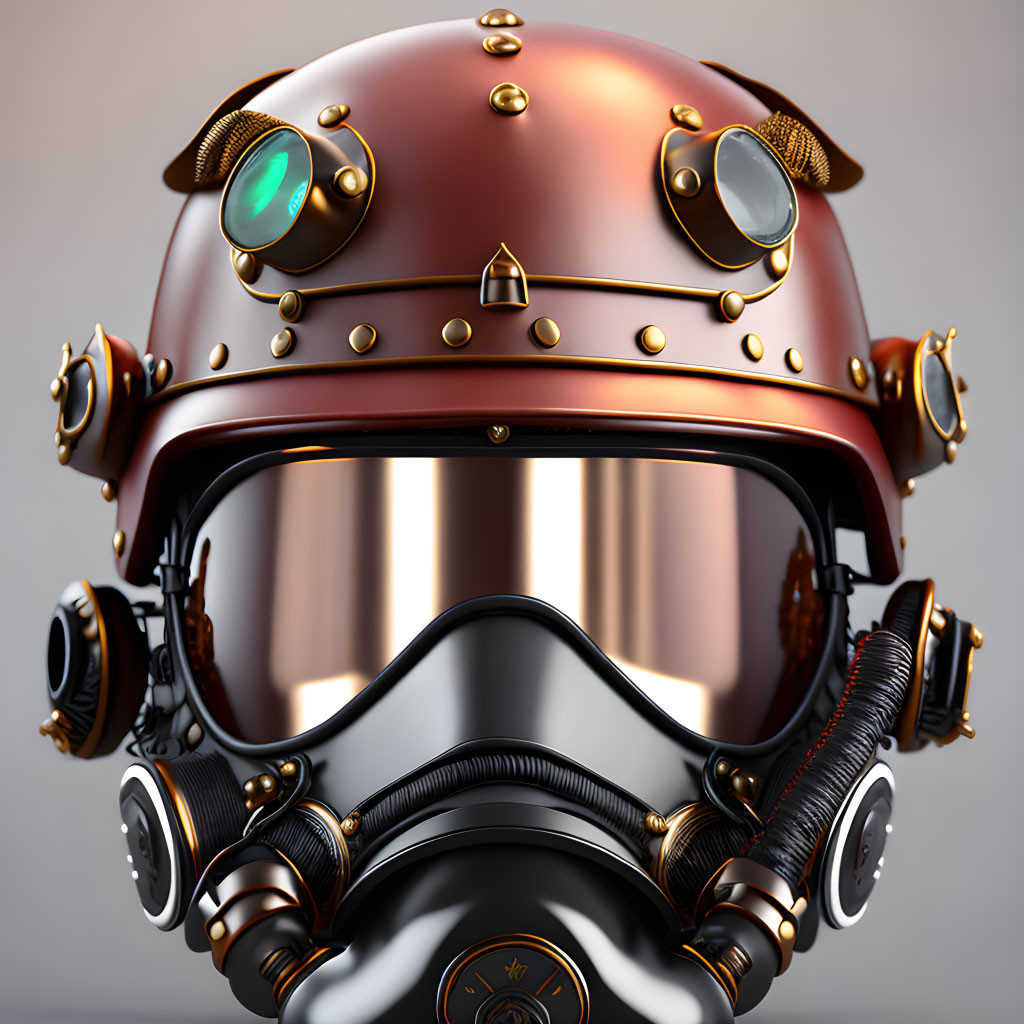 Steampunk helmet with a gas mask