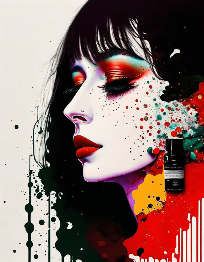 Colorful Abstract Portrait of a Woman's Face