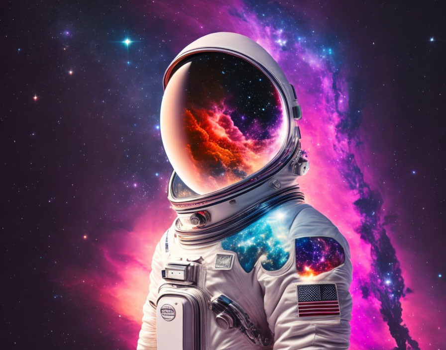 Astronaut in front of Nebula 
