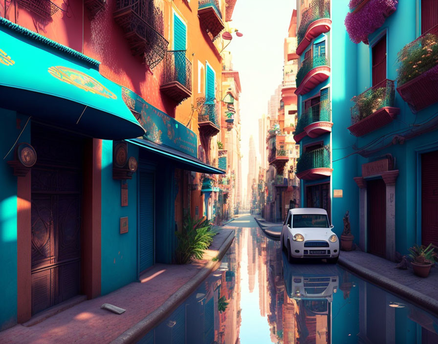 City Streets In Futuristic Venice