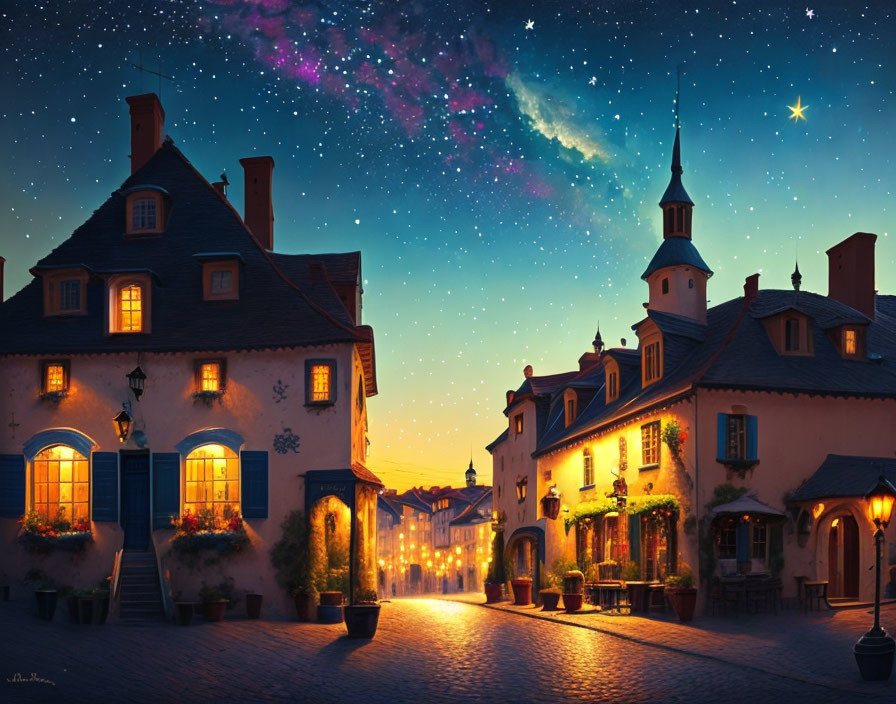 starry evening in the old town