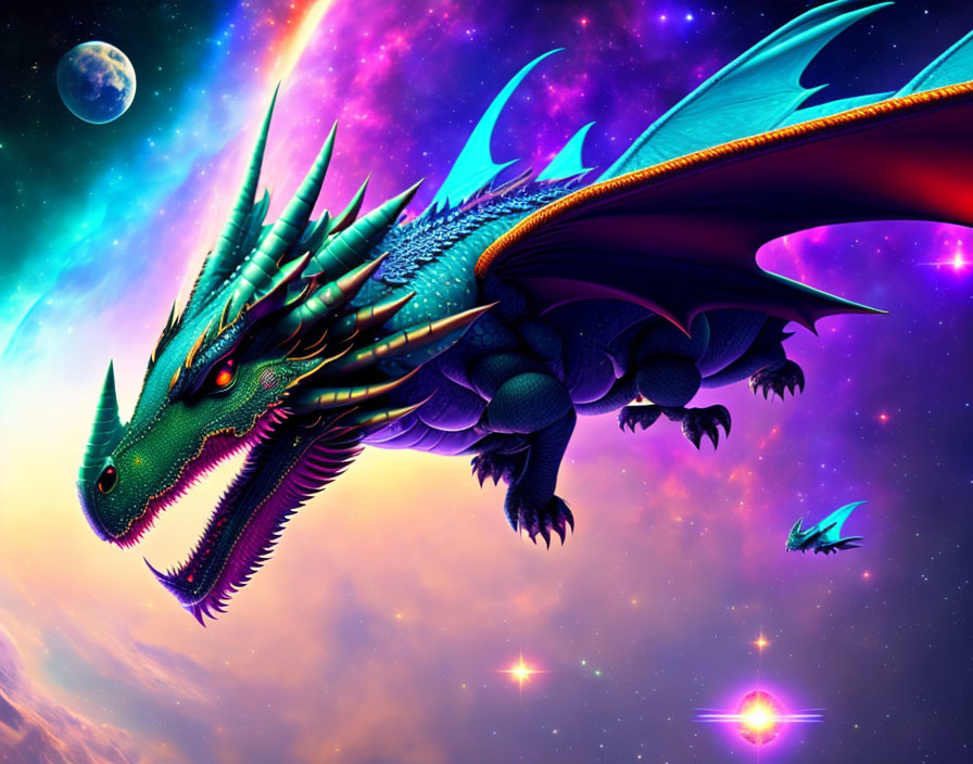 dragons fly in space
