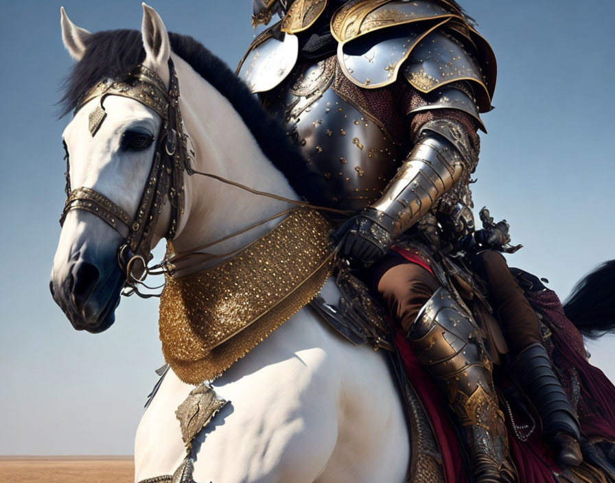 heavily armored cavalryman on an armored horse