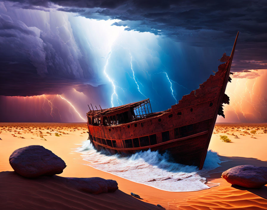 shipwreck in the desert