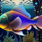 Colorful Ornate Fish Swimming Among Vibrant Underwater Flora