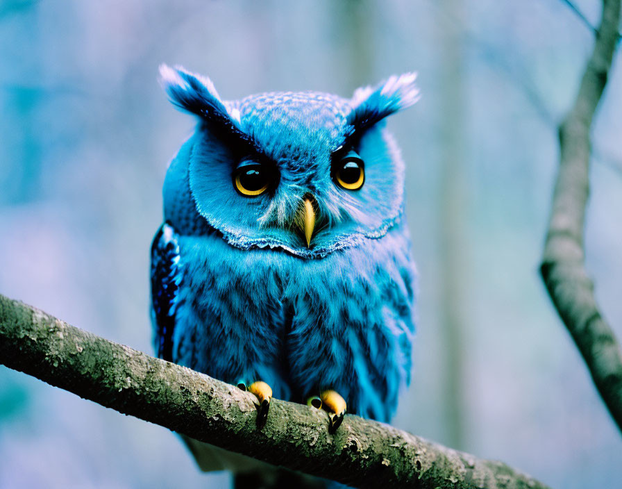 blue owl on branch