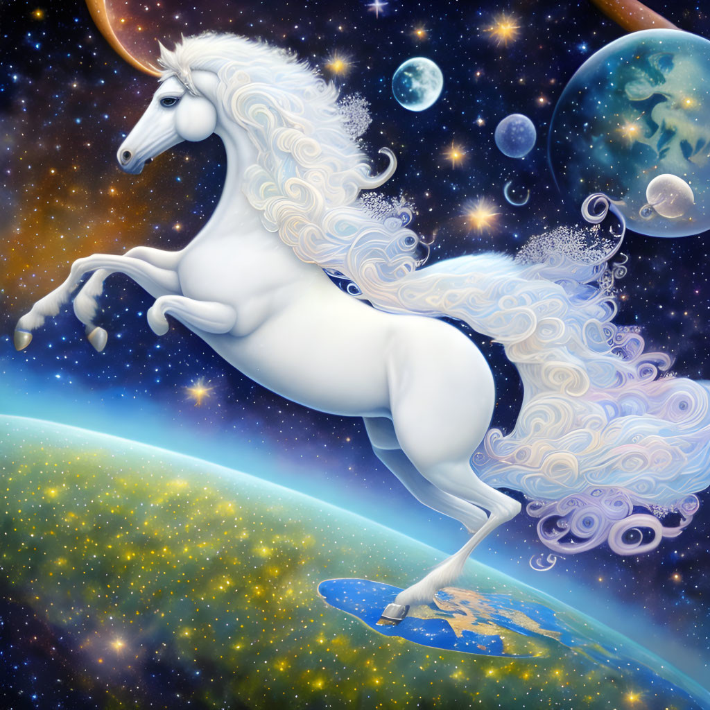  Pegasus in space flies over the earth
