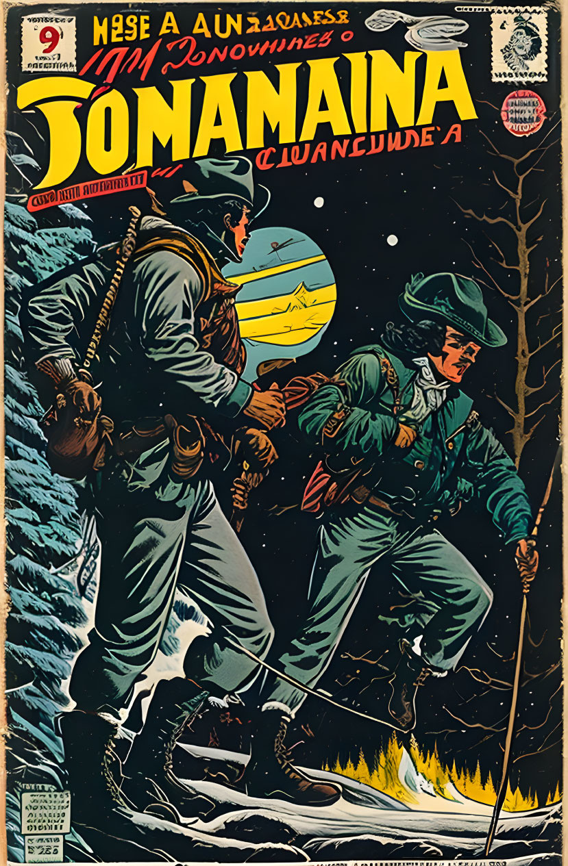 Vintage Comic Book Cover: Soldiers in Snowy Forest with Mystery & Danger