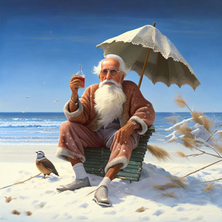 Old Man Winter At The Beach