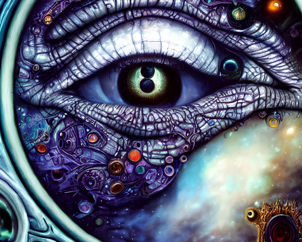 Intricate surreal artwork with cosmic and biological elements