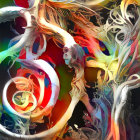 Colorful Abstract Image with Swirling Patterns and Fractals