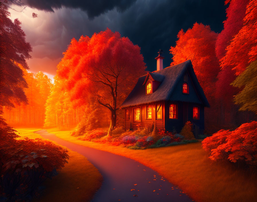 Cottage in autumn