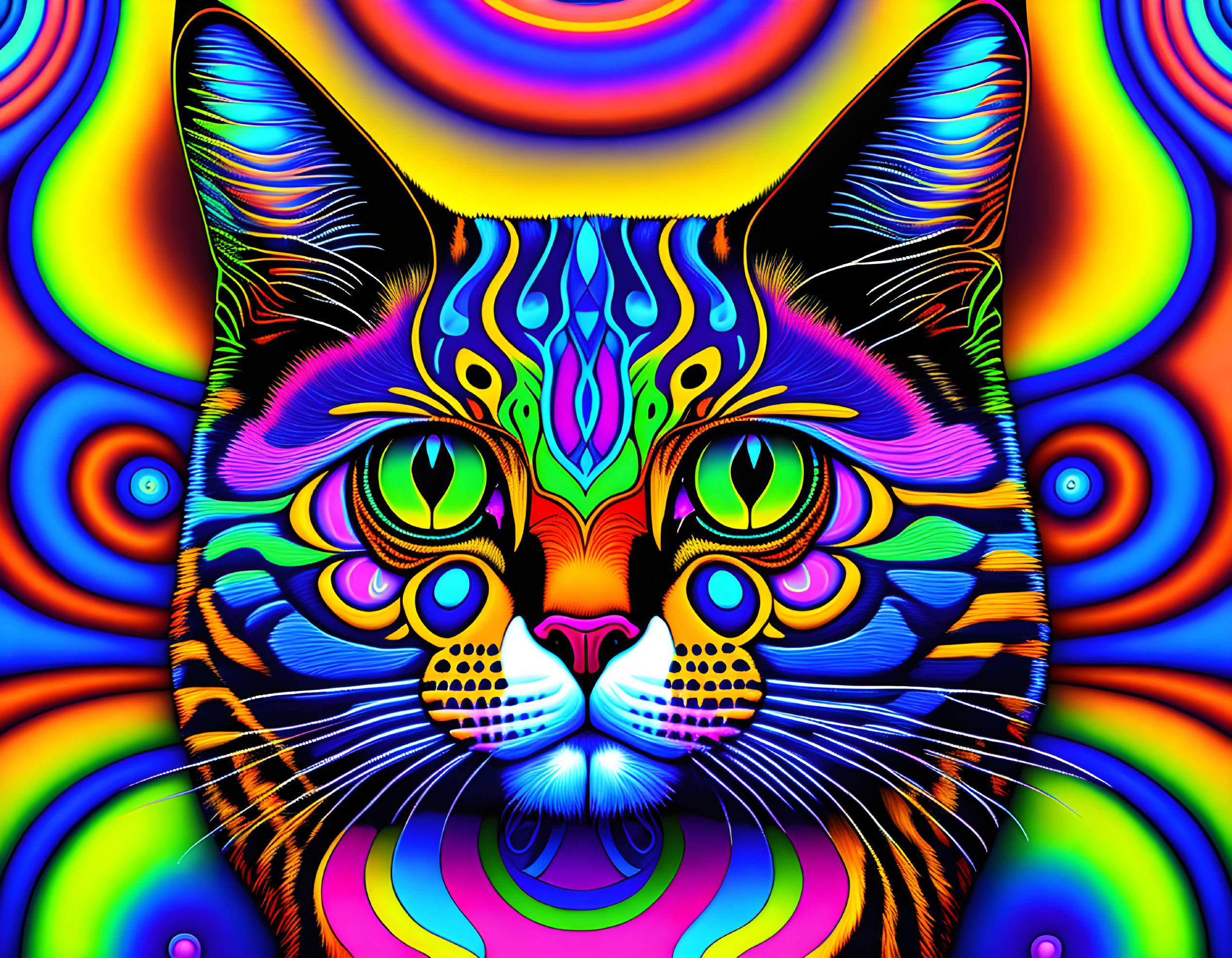 Psychedelic Feline: Neon Noir Masterpiece