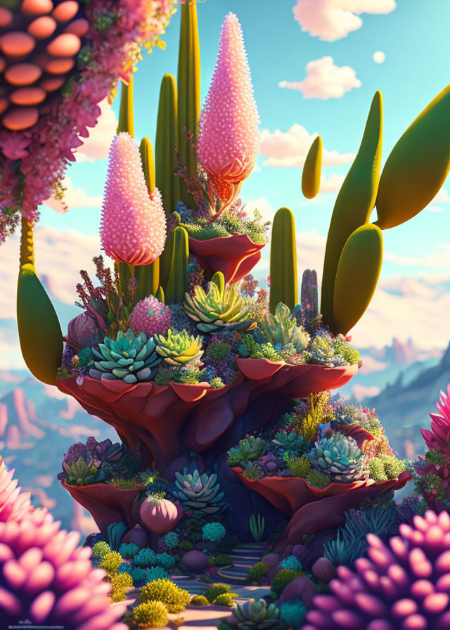 Valley of flowering succulents