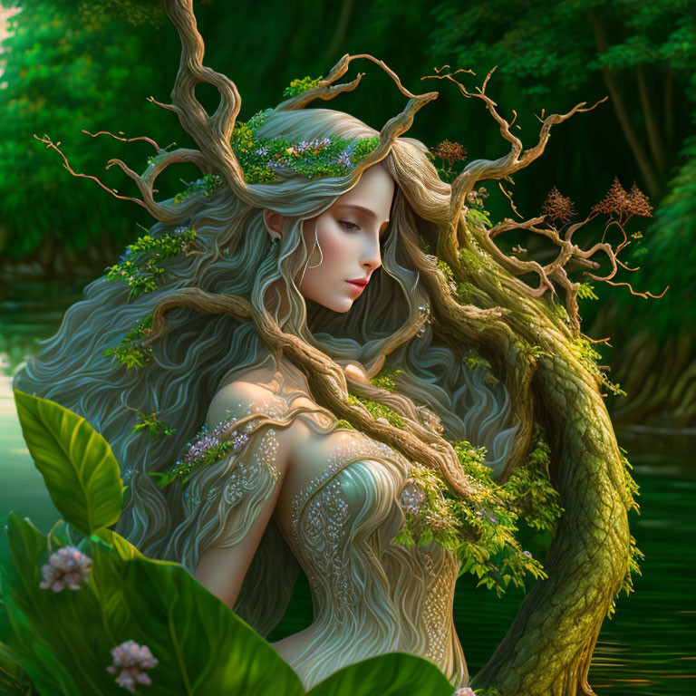 Dryad by the lake