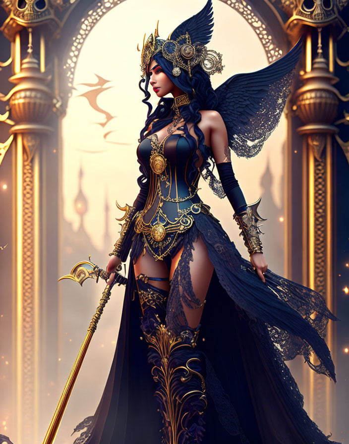 The goddess of death with a full-length scythe in 