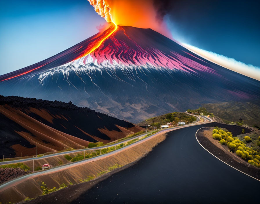 Etna woke up. Shooting lava, dust on the roads, ca