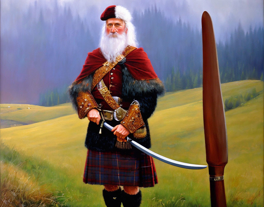 Scottish highlander in original Scottish costume, 